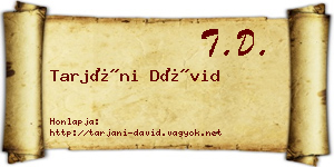 Tarjáni Dávid névjegykártya